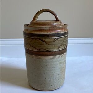 Vintage Studio Pottery Tall Lidded Canister